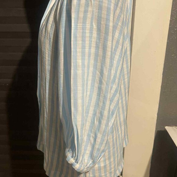 LC LAUREN CONRAD WOMEN'S BLUE/WHITE STRIPED LONG SLEEVE SIZE XS RAYON BLEND - Picture 2 of 7